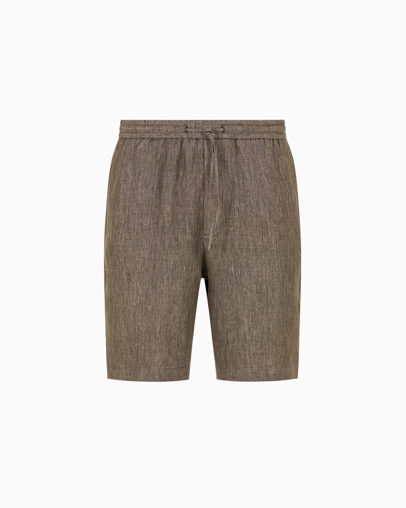 Bermuda shorts in faded linen with a crêpe texture, with drawstring Slide 0