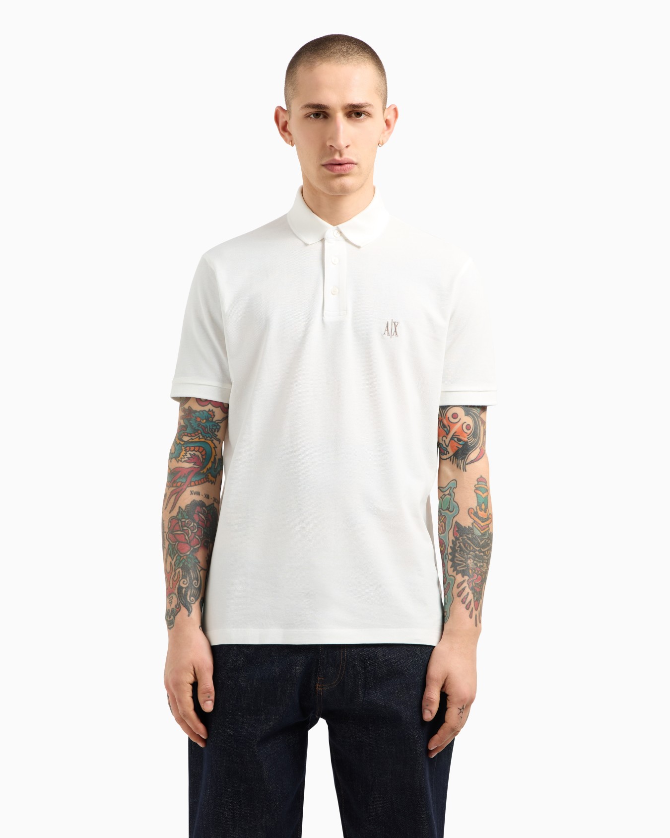 Regular fit cotton polo with logo Slide 3