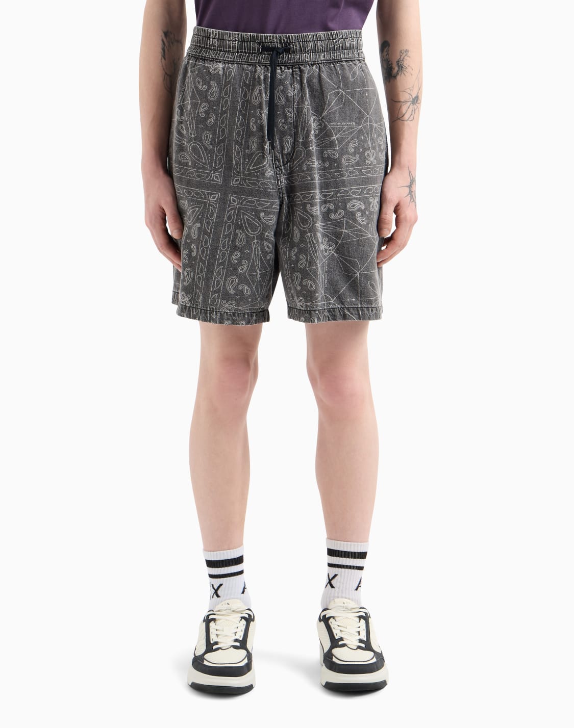 cotton-and-linen-bermuda-shorts-with-kaleidoscope-print-black--armani-exchange