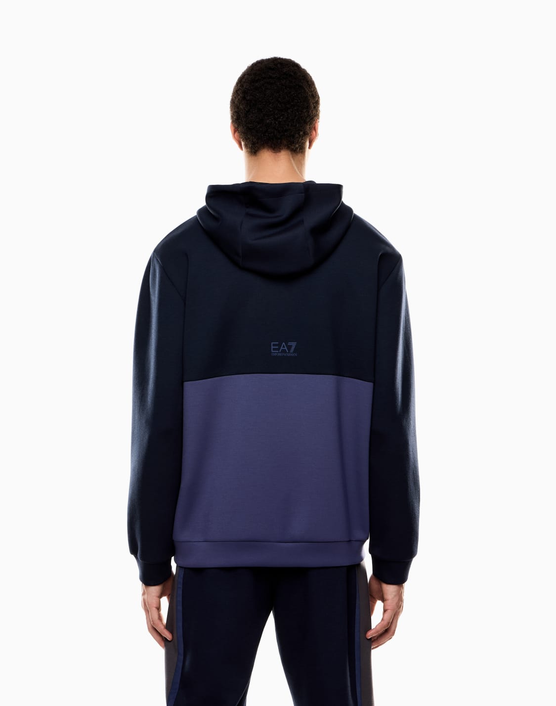 athletic-colour-block-hooded-sweatshirt-in-nylon-and-viscose-blend-navy-blue--ea7