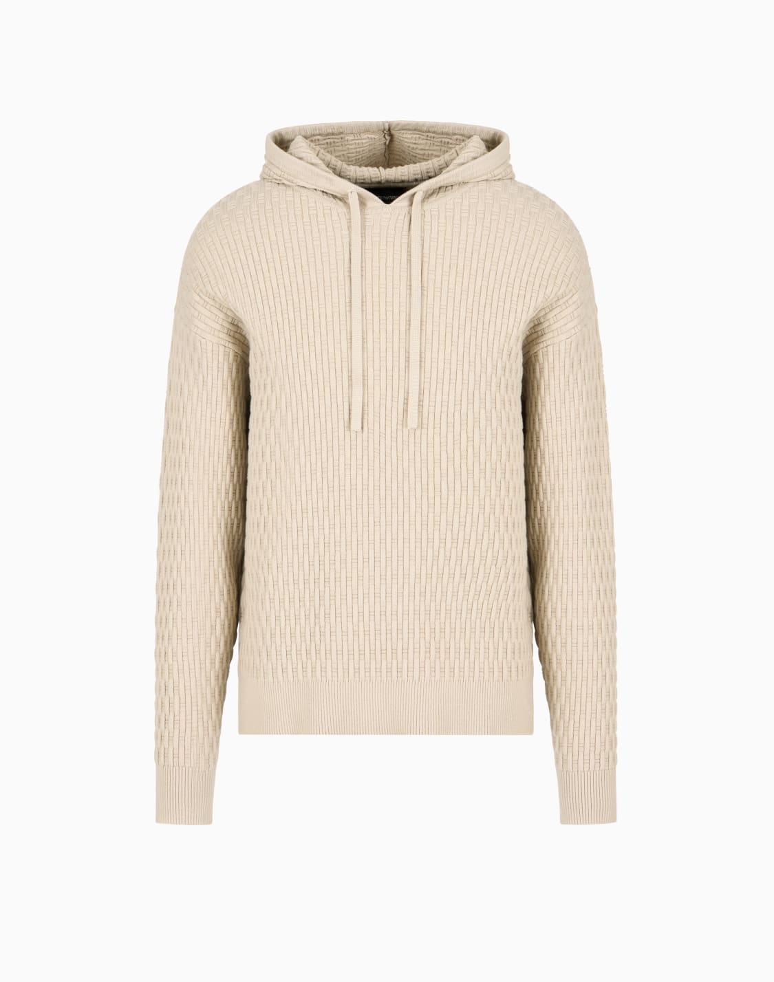 hooded-jumper-in-a-tuck-stitch-viscose-blend-beige--emporio-armani