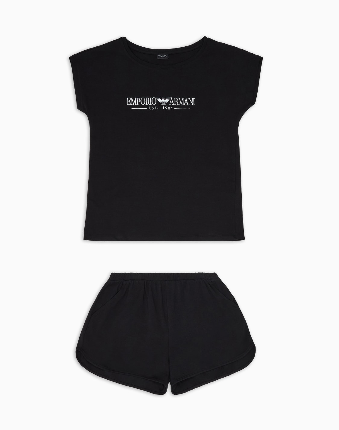 asv-organic-cotton-pyjamas-with-t-shirt-and-shorts-in-a-logo-print-black--emporio-armani