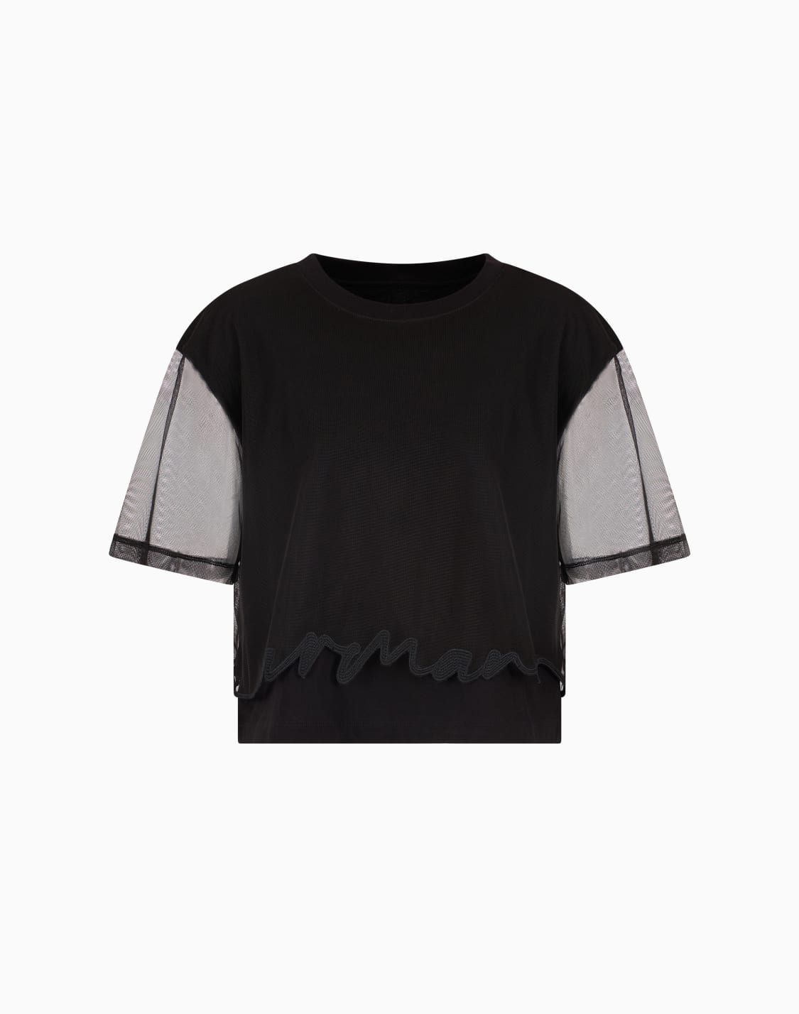 シグネチャロゴ-メッシュレイヤド-半袖クルネックtシャツ-ブラック--armani-exchange