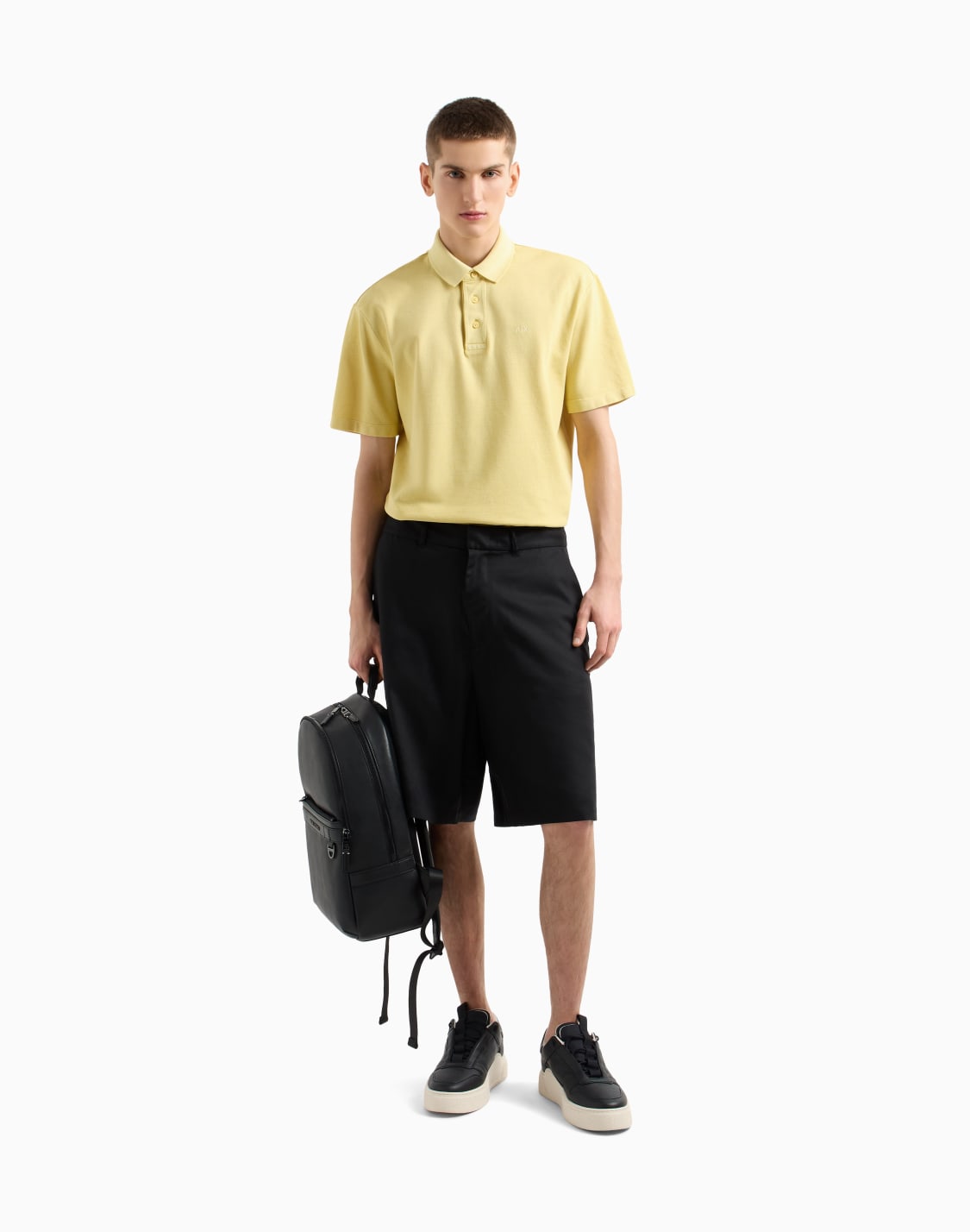used-effect-cotton-piquet-polo-yellow--armani-exchange