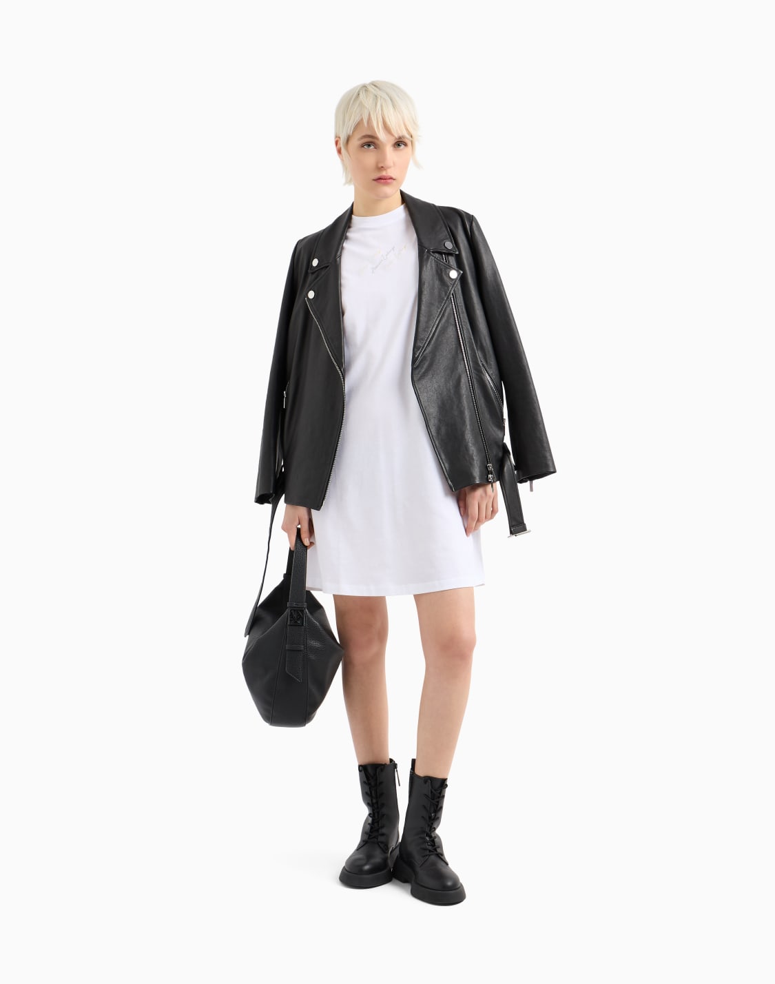 ミニシグネチャロゴ-半袖クルネックtシャツドレス-ホワイト--armani-exchange