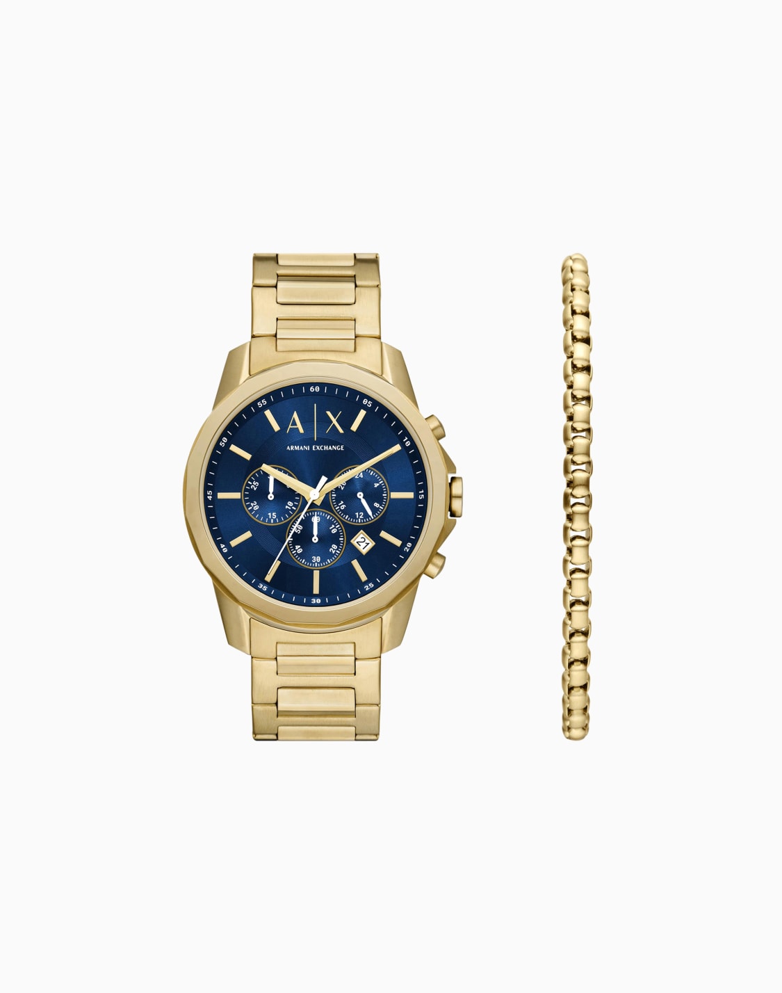 set-orologio-e-bracciale-con-cronografo-in-acciaio-inossidabile-tonalit-oro-multicolore--armani-exchange